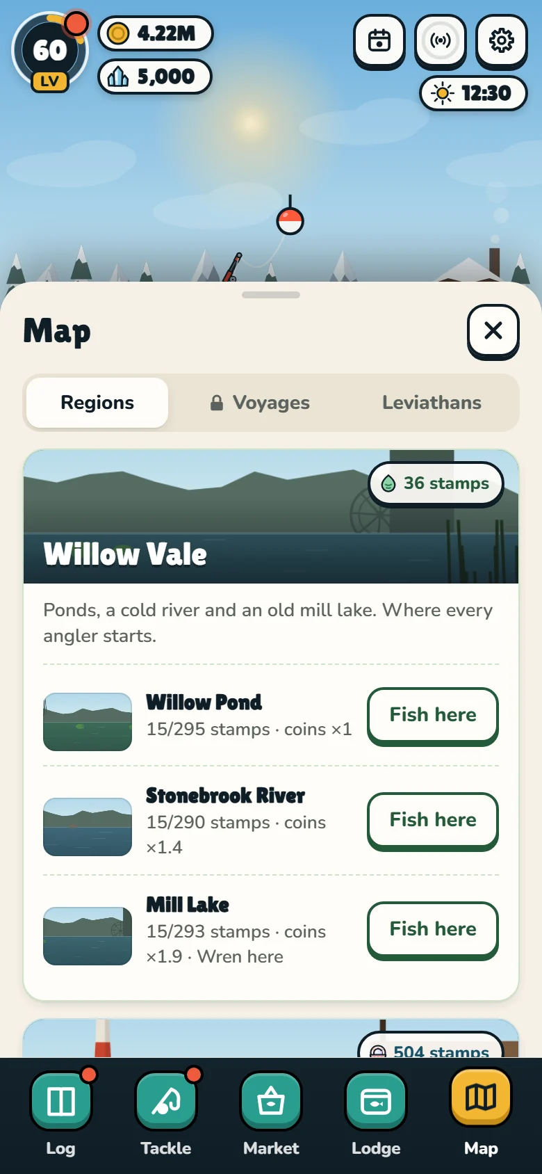The Map, listing Willow Vale's three spots